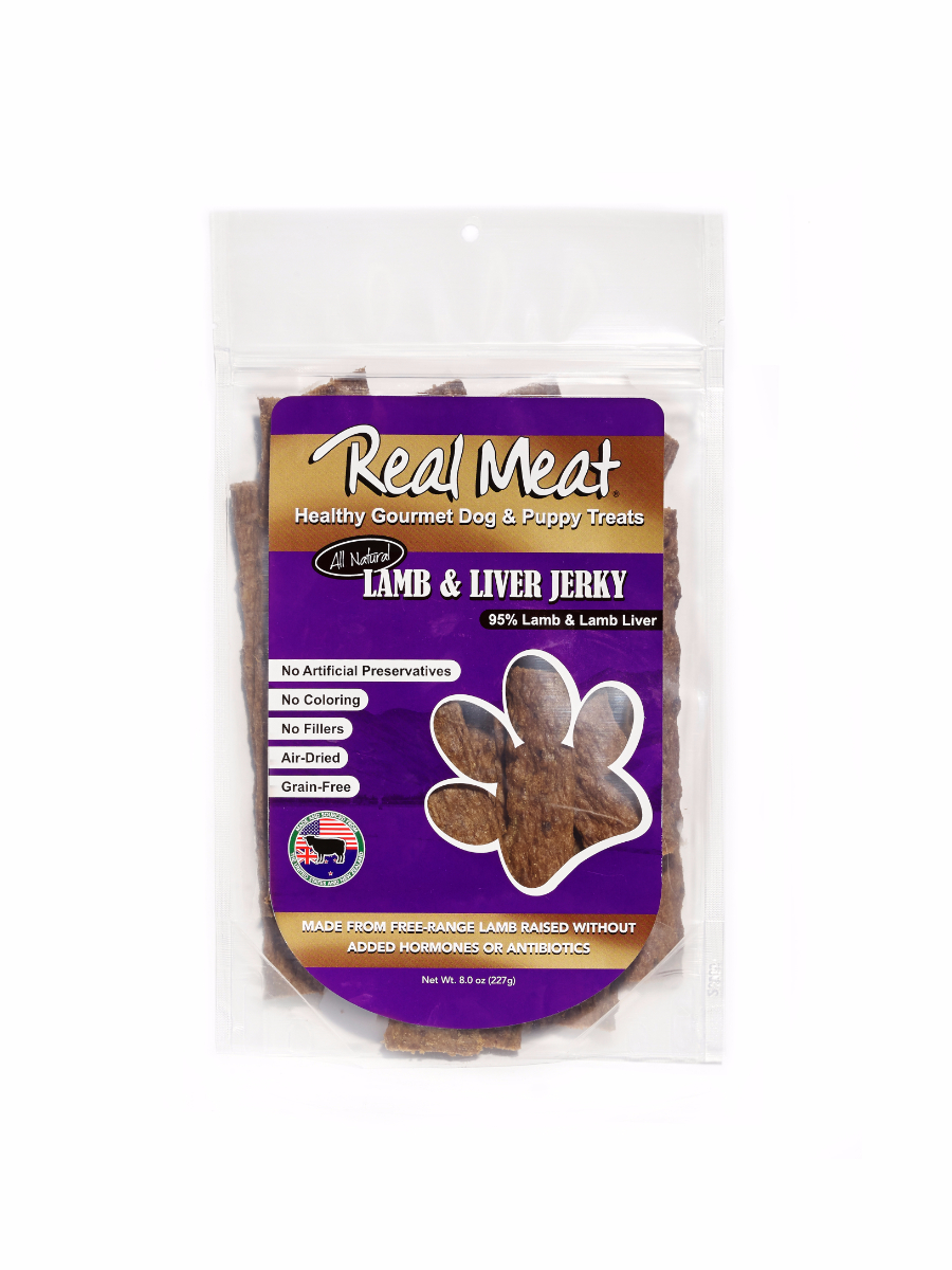 Lamb & Lamb Liver Jerky Treats 8oz by Real Meat