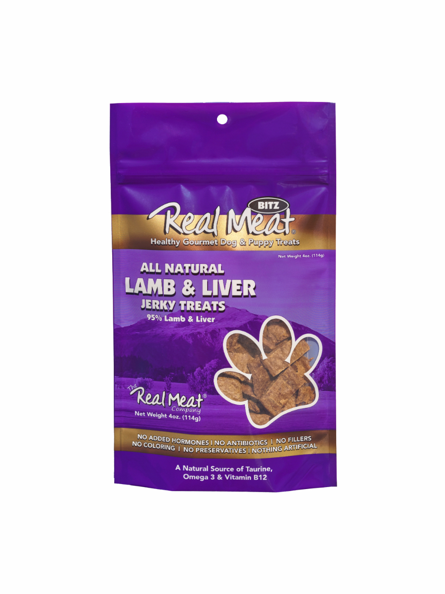 Lamb & Lamb Liver Jerky Treats 4oz by Real Meat