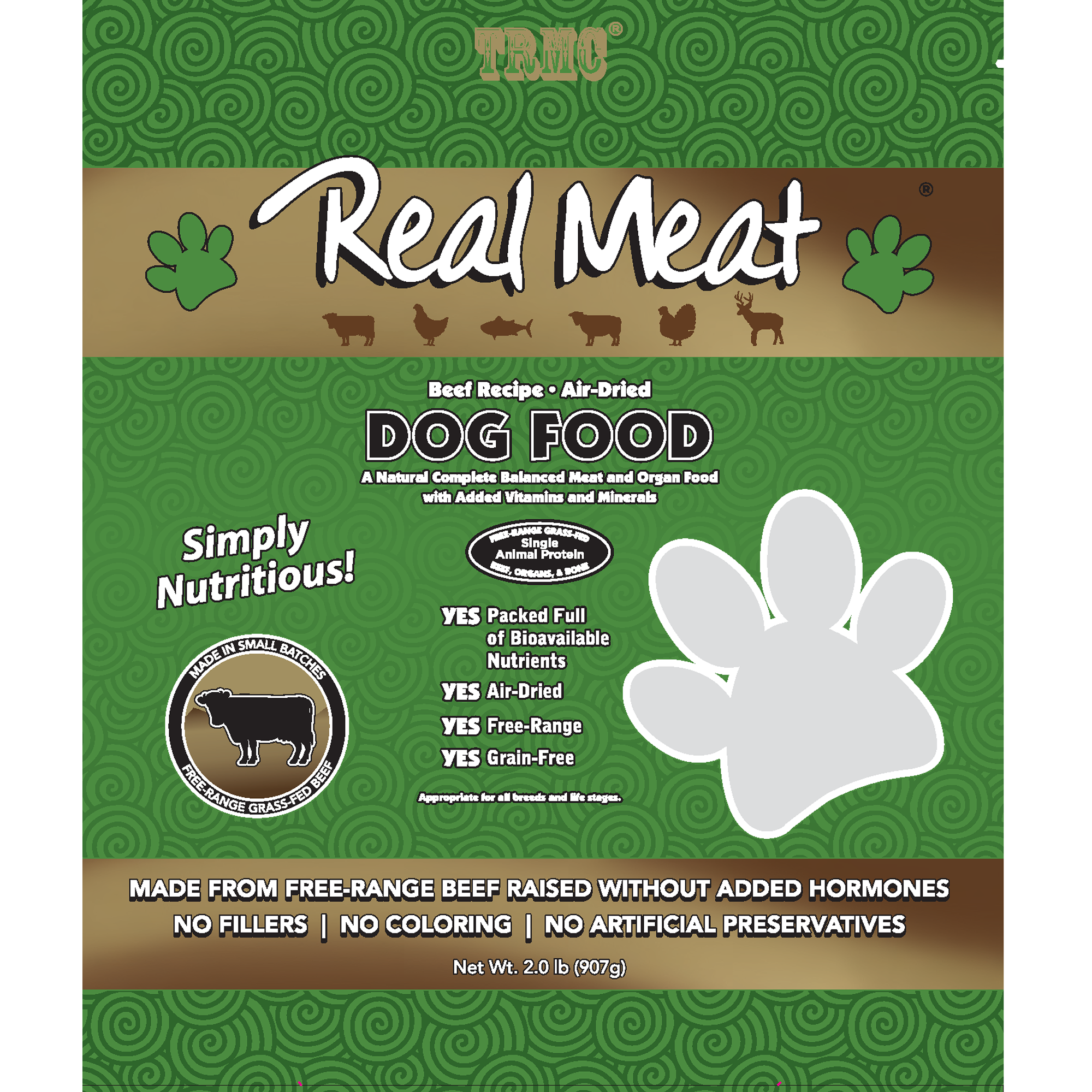  Real Meat Air Dried Dog Food w/Real Beef - 2lb Bag of